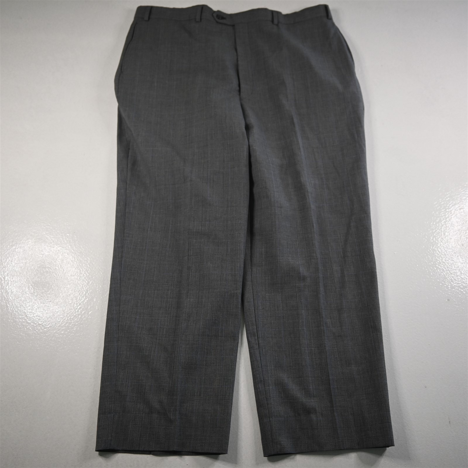 Jos A Bank 40x29 Gray Glenn Check 100% Wool Flat Front Classic Mens Pants
